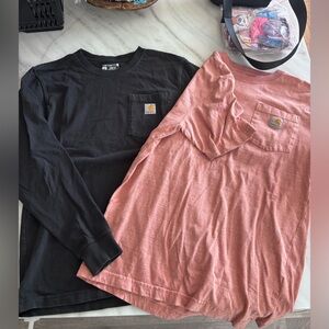 Bundle Carhartt Black Long-Sleeve Pocket Tee and Peach color short sleeve
